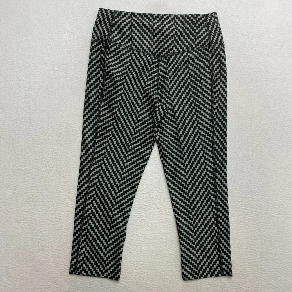 Nike Cropped Leggings Womens S Grey Black Geometric Compression